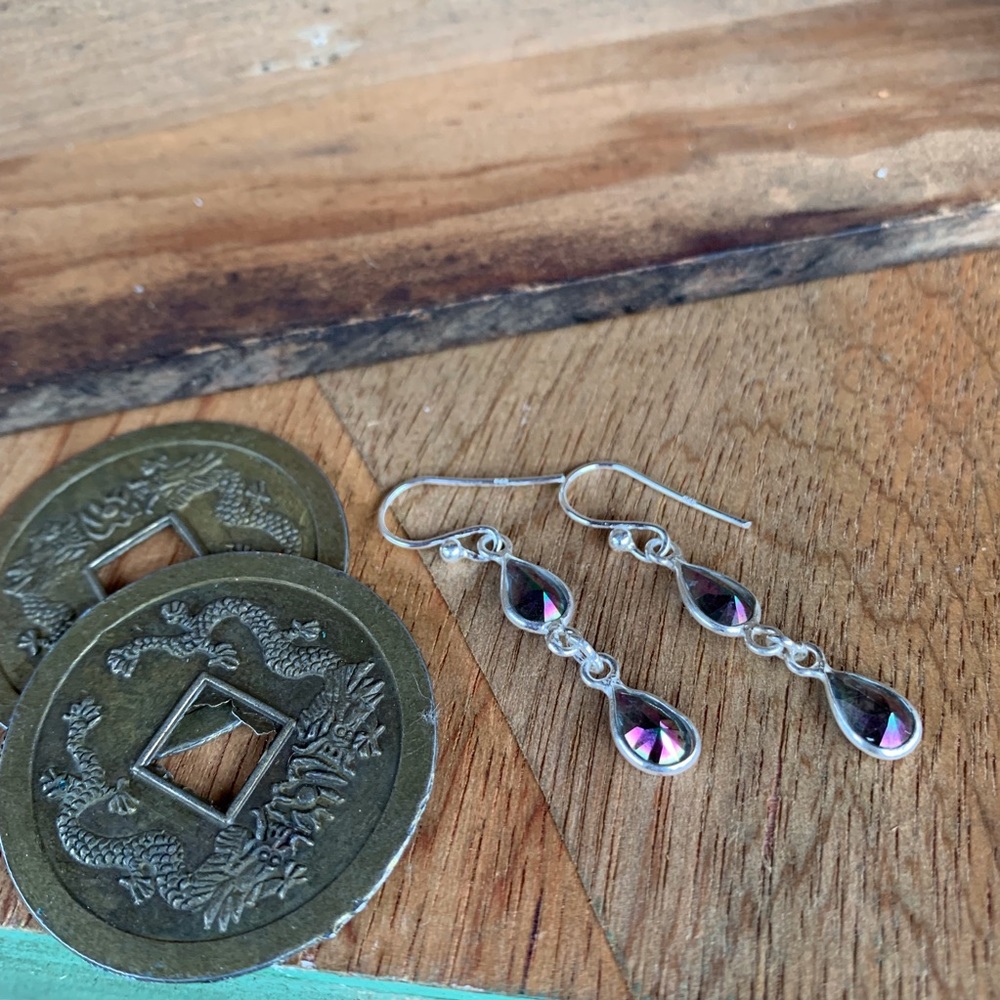 ✨MYSTIC TOPAZ + STERLING  EARRINGS✨ - Picture 2 of 8